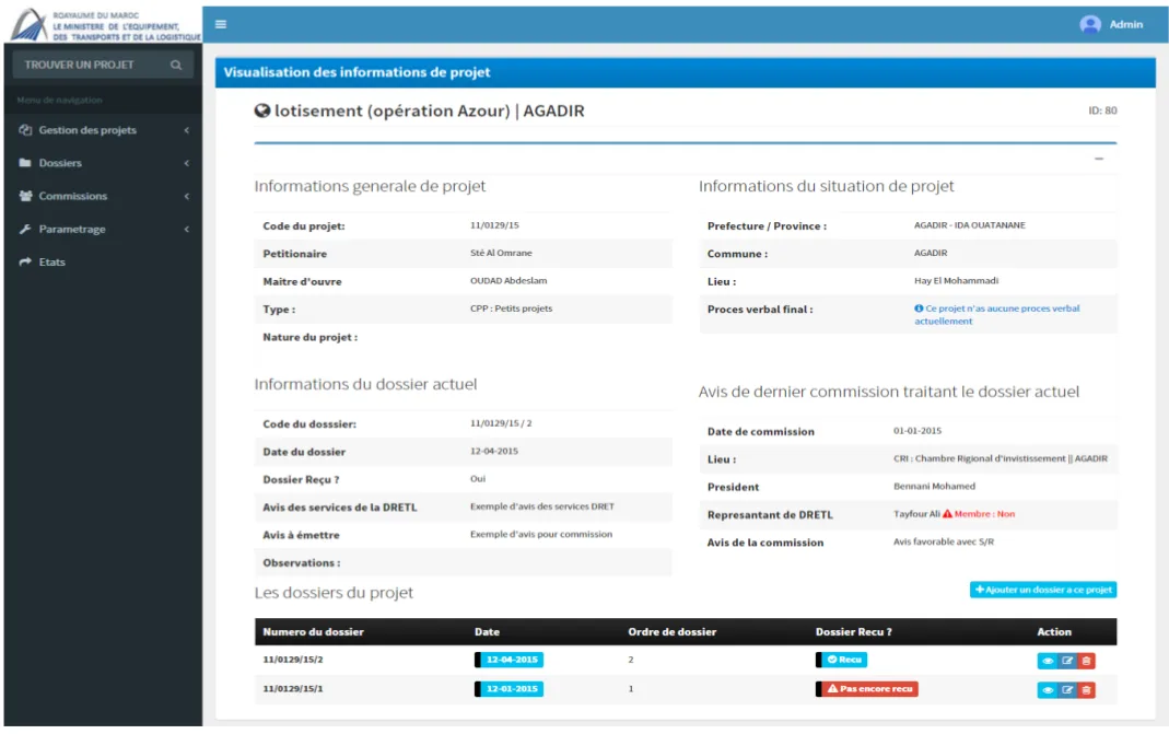 Conception & développement d'une application des dossiers des projets d'ingénier